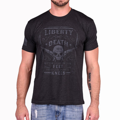 Men's Liberty Or Death Patriotic T-Shirt (Black on Black)