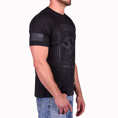 Men's Liberty Or Death Patriotic T-Shirt (Black on Black)