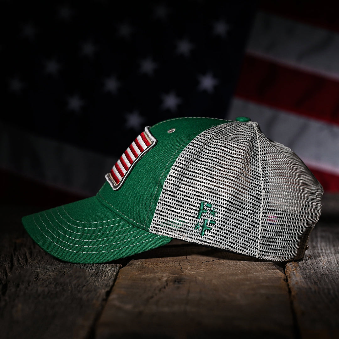 Betsy Ross Flag Patch Trucker Hat (Kelly Green)