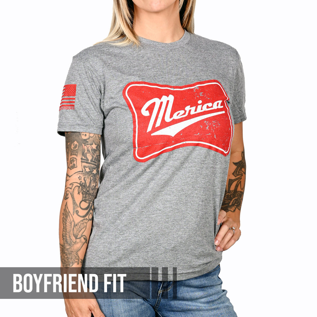 Women's 'Merica Patriotic Boyfriend Fit T-Shirt