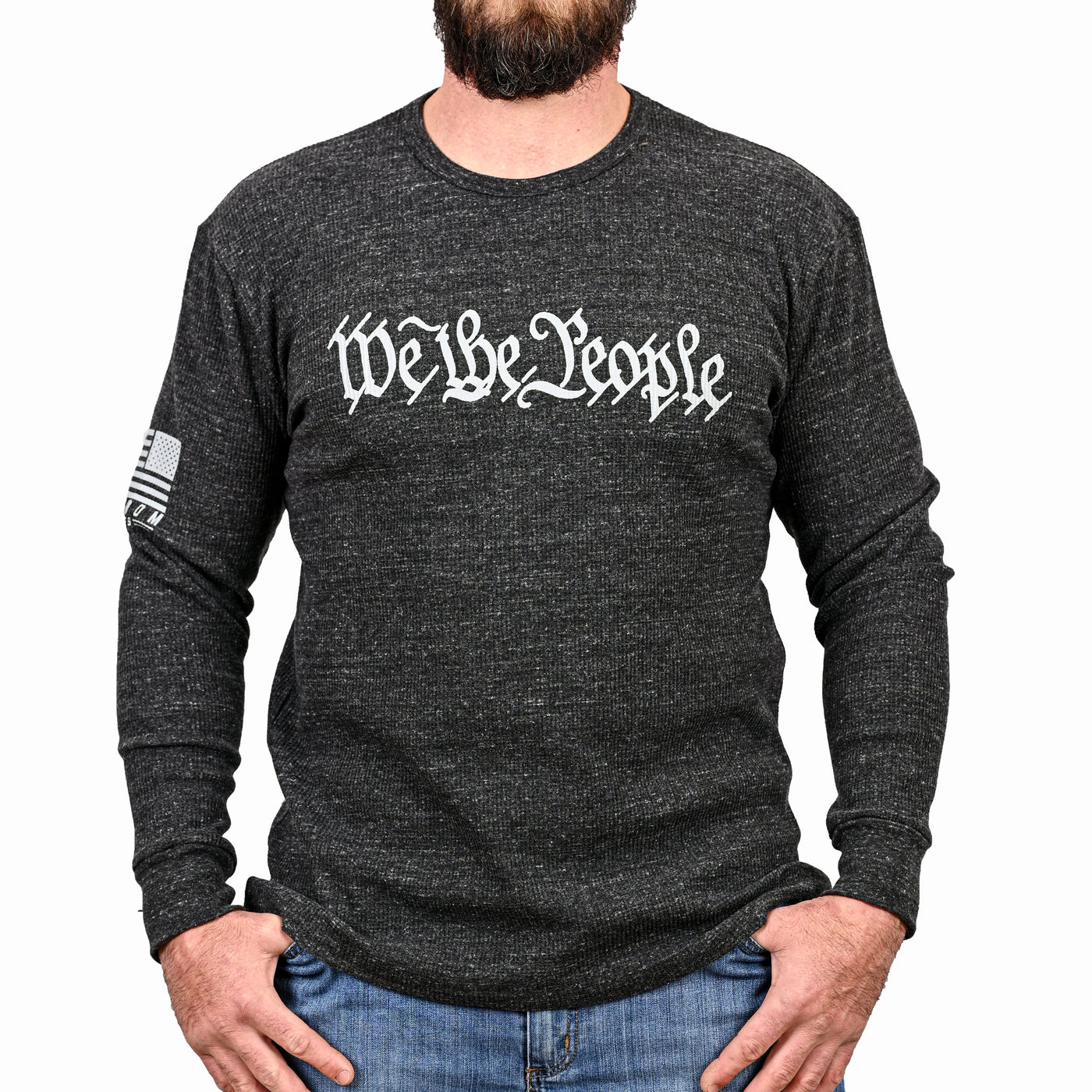 Men's "We The People" Patriotic Long Sleeve Thermal - Heather Charcoal