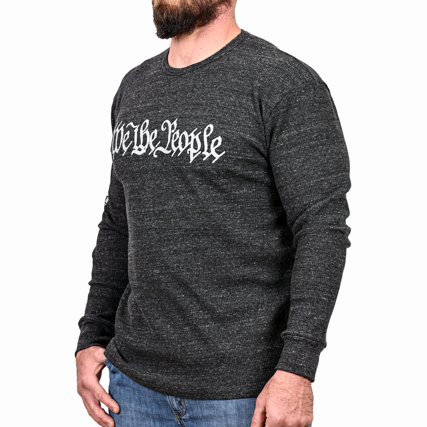 Men's "We The People" Patriotic Long Sleeve Thermal - Heather Charcoal