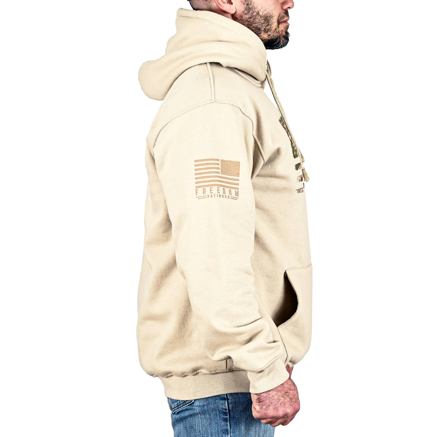 Men's Heavyweight Oversized Arid Camo Flag Hoodie (Sand)