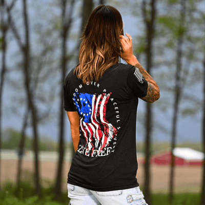 Women's Dangerous Freedom Over Peaceful Slavery Patriotic Boyfriend Fit T-Shirt