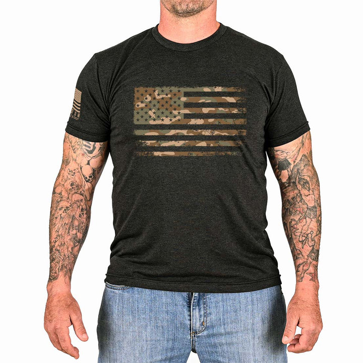 Men's Camo American Flag Patriotic T-Shirt