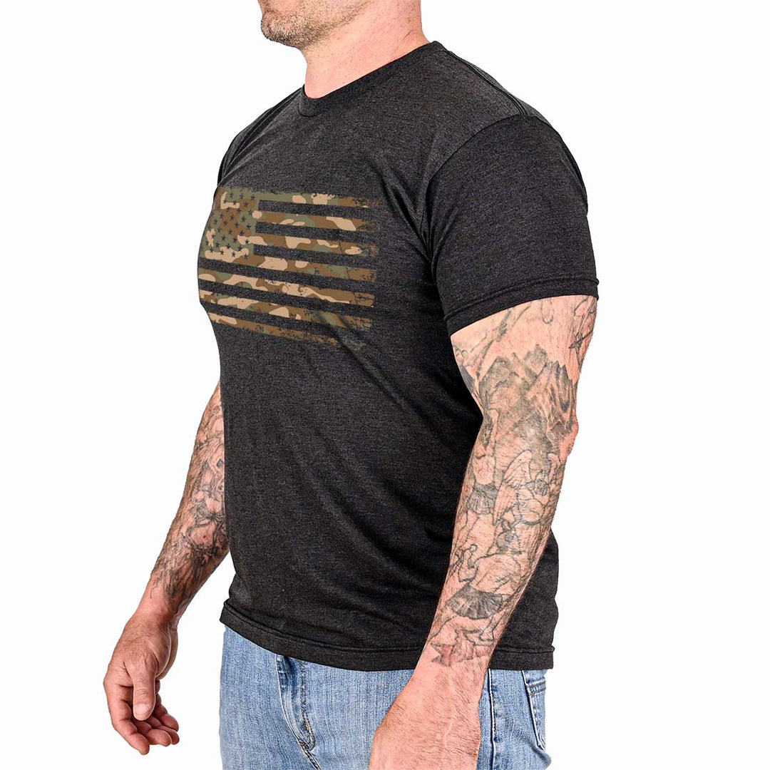 Men's Camo American Flag Patriotic T-Shirt